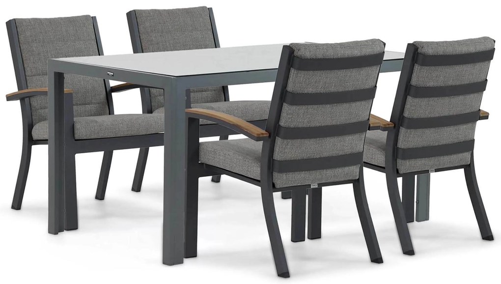 Tuinset 4 personen 150 cm Aluminium/teak Grijs Osmen Midura/Venustas