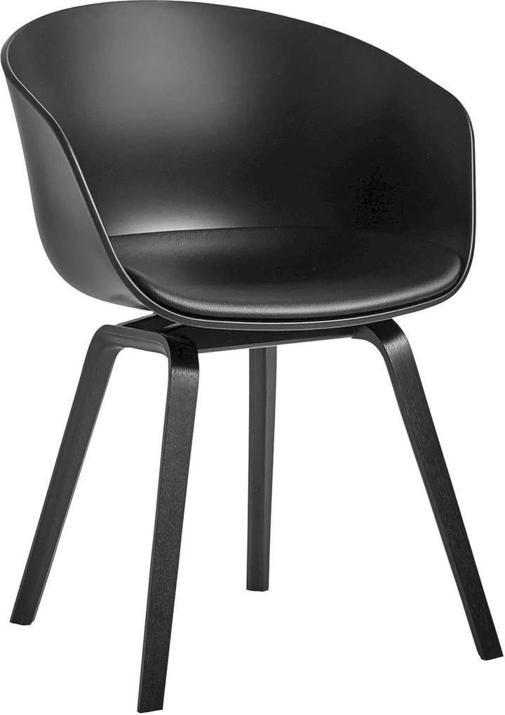 Hay AAC22 stoel met vast zitkussen zwart Sierra Leather SI1001
