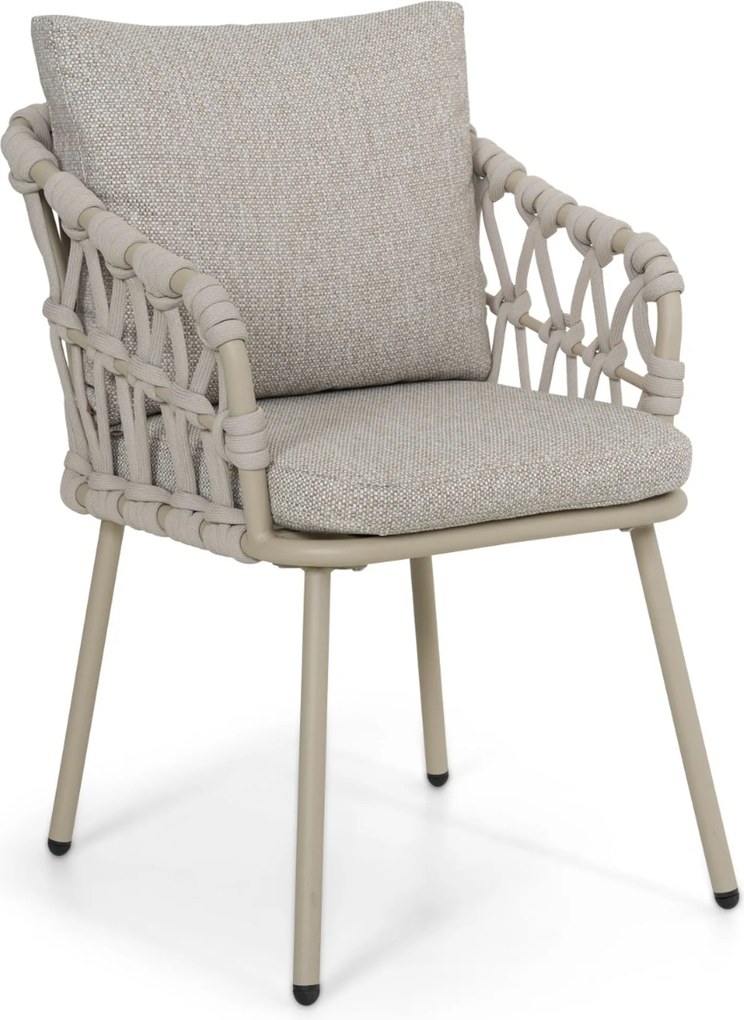 Tuinset Ronde Tuintafel 6 personen 150 cm Rope Zand/Beige Coco Oliva/Arancia