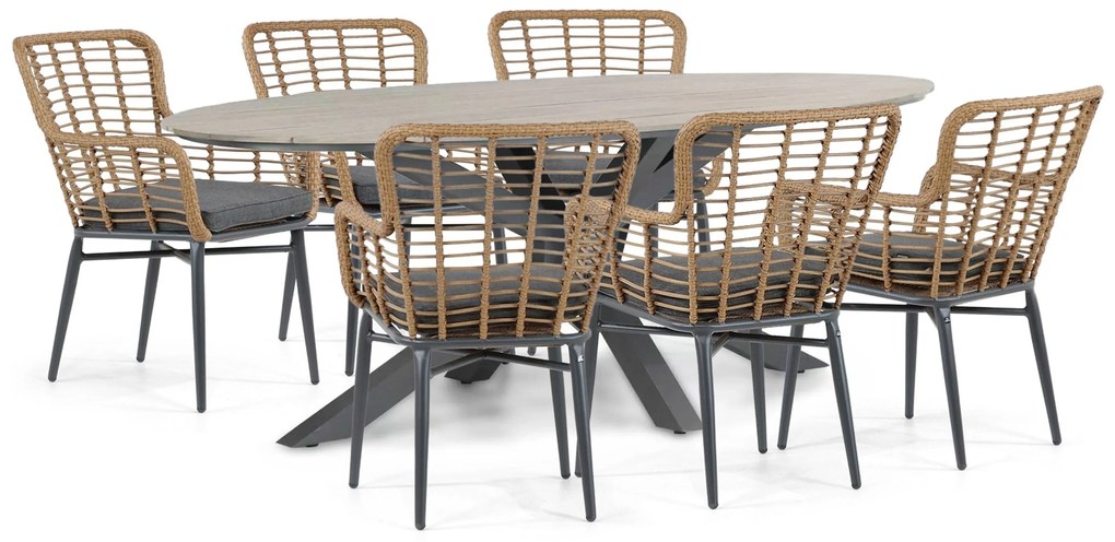 Tuinset 6 personen 220 cm Aluminium/Wicker Taupe De Laan Projects