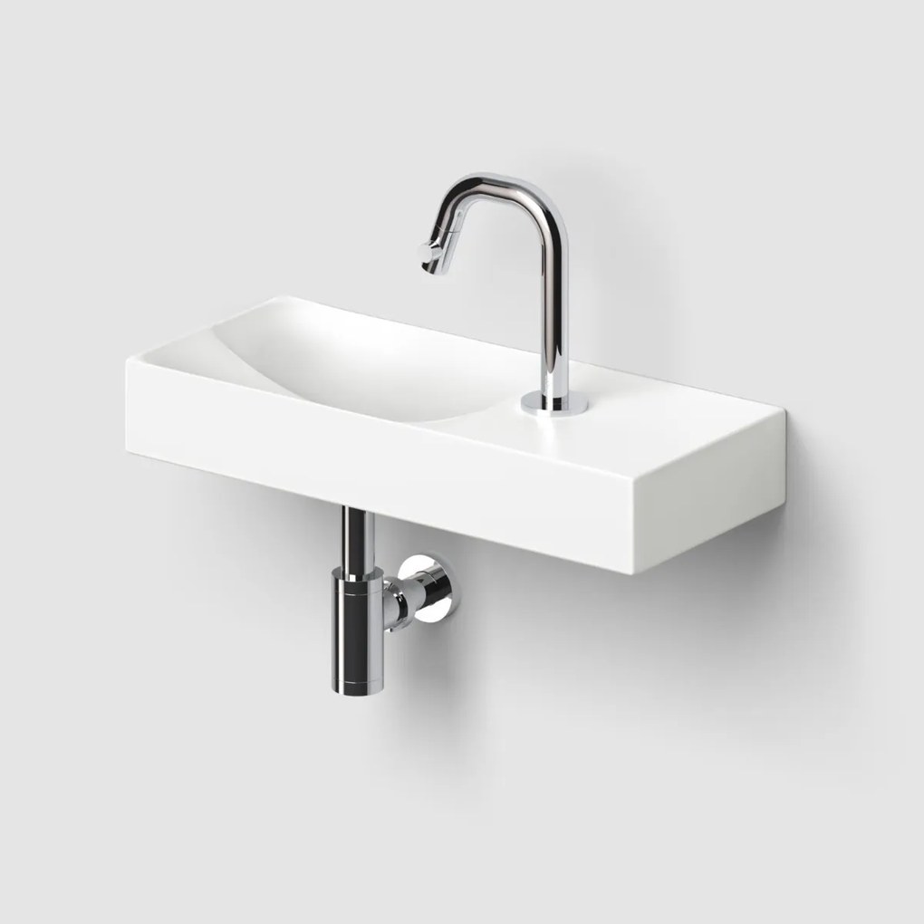 Clou Vale keramische fontein 45cm met kraangat rechts wit mat