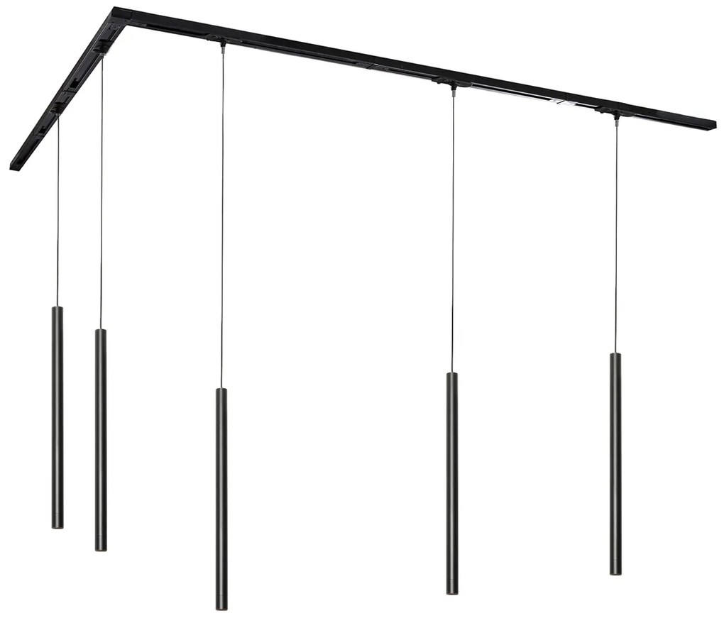 Modern railsysteem met 5 hanglampen zwart 1-fase - Iconic Frini Modern G9 Binnenverlichting Lamp
