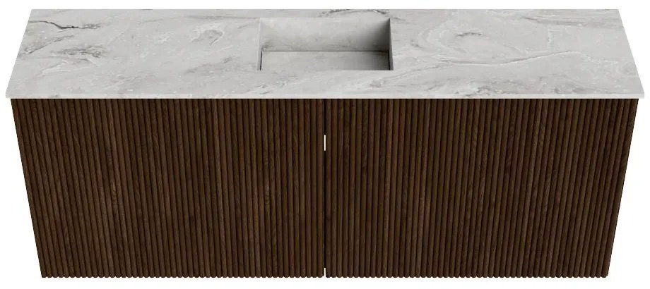 Mondiaz Joya DLux 100cm toiletmeubel walnut met wastafel faye midden zonder kraangat glace