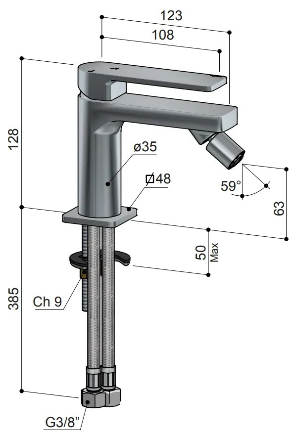 Hotbath Gal bidetmengkraan geborsteld gunmetal PVD