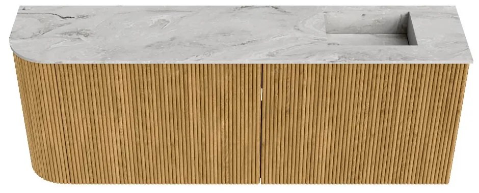 Mondiaz Joya DLux 110cm toiletmeubel ronding links oak met wastafel faye rechts zonder kraangat glace