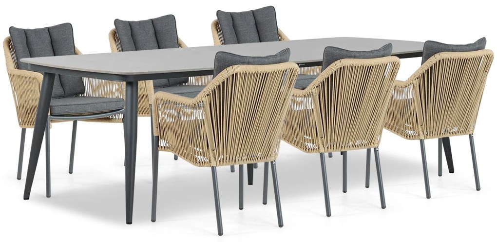 Tuinset 6 personen 240 cm Aluminium/rope Taupe Lifestyle Garden Furniture Marbella/Vienna
