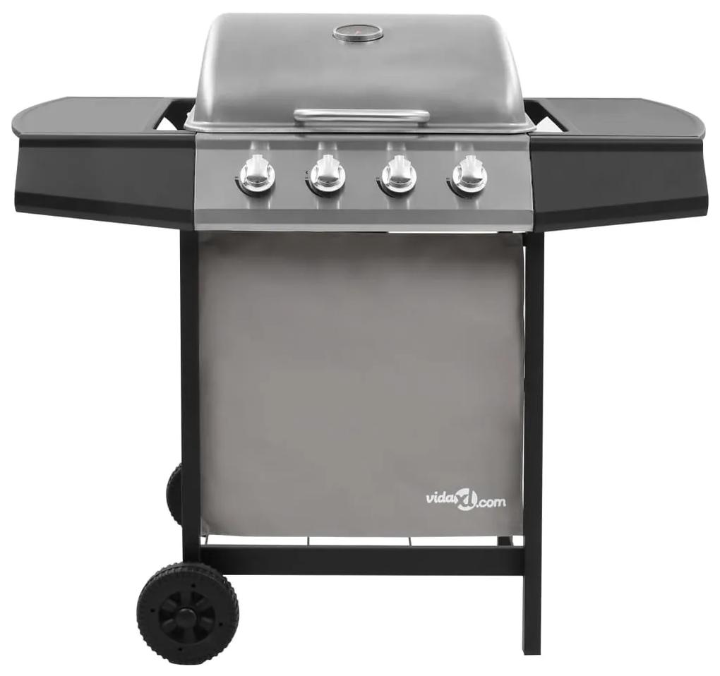 vidaXL Gasbarbecue met 4 branders zwart en zilverkleurig