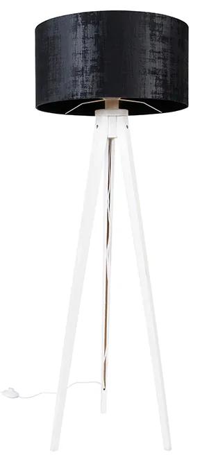 Moderne vloerlamp tripod wit met kap zwart velours 50 cm - Tripod Classic Modern E27 Scandinavisch rond Binnenverlichting Lamp