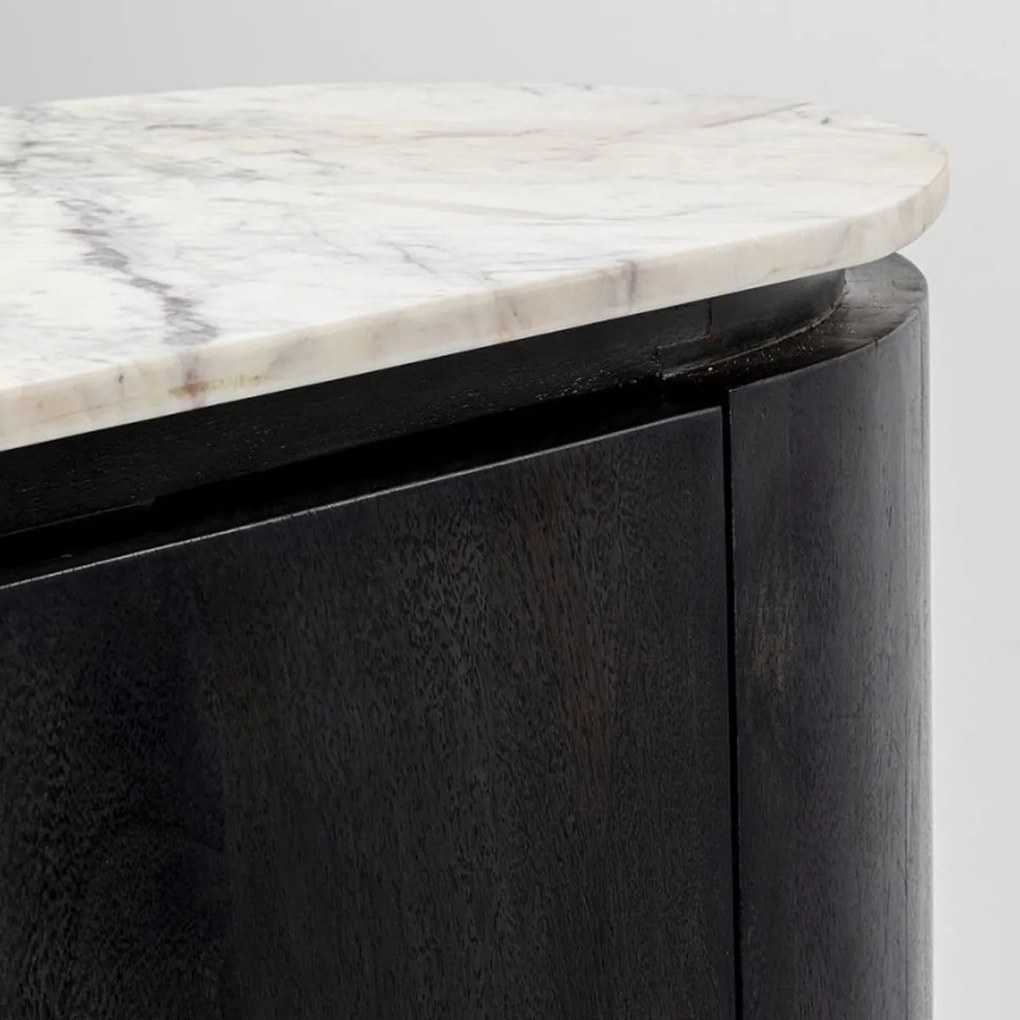 Kare Design Glenn Ovale Kast Zwart Met Wit Marmer - 100x45x138cm.