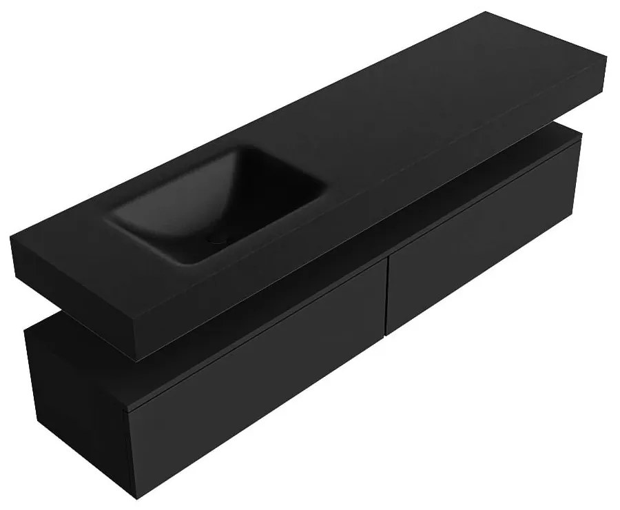 Zaro Alan badmeubel 180cm urban 2 lades met vrijhangende wastafel cloud links zonder kraangat urban