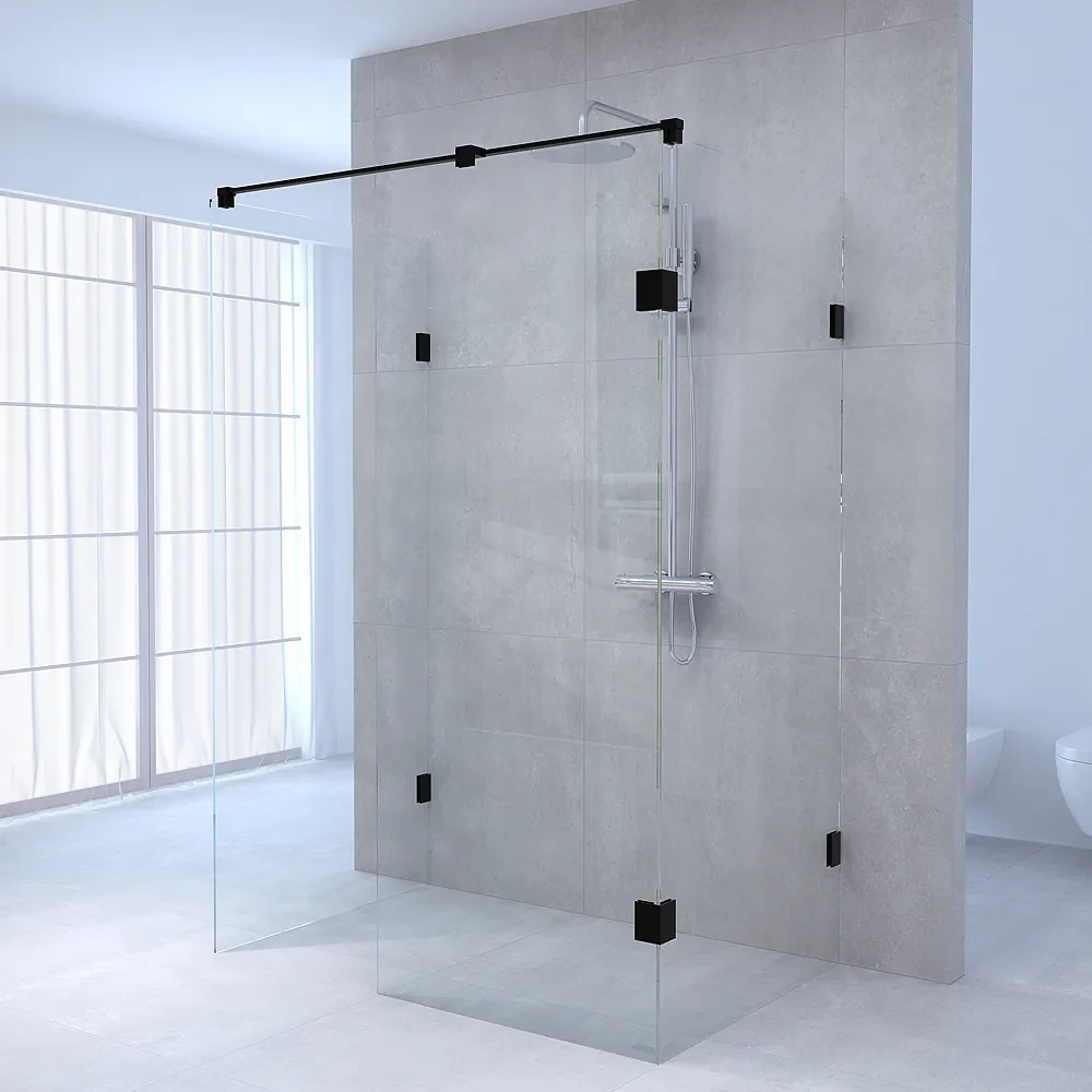 Brauer JC profielloze inloopdouche XL 200x90cm zwart mat