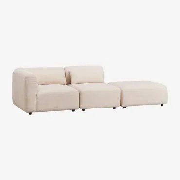 2-delige Modulaire Hoekbank Met Fogler Poef Chenille Crème Beige - Sklum