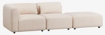 Modulaire Hoekbank Van 2 Delen Met Poef Fogler Teddystof Crème Beige - Sklum