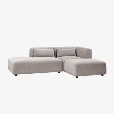 Modulaire Hoekbank Van 2 Delen Met Linker Divan En Poef Fogler Corduroy Licht Taupegrijs - Sklum