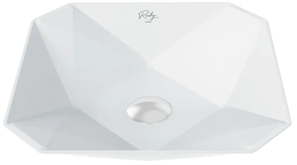 Sanigoods Kubus opbouw waskom 40x40cm glans wit