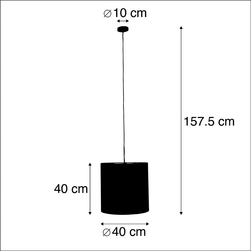 Stoffen Eettafel / Eetkamer Hanglamp met velours kap rood met goud 40 cm - Combi Landelijk / Rustiek E27 cilinder / rond rond Binnenverlichting Lamp