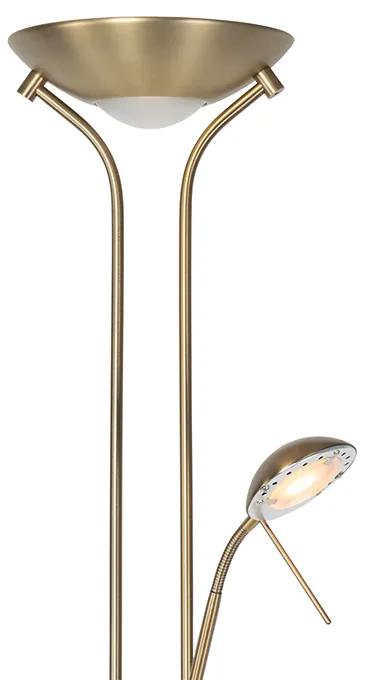 Moderne vloerlamp brons met leeslamp incl. LED dim to warm - Diva Klassiek / Antiek Binnenverlichting Lamp