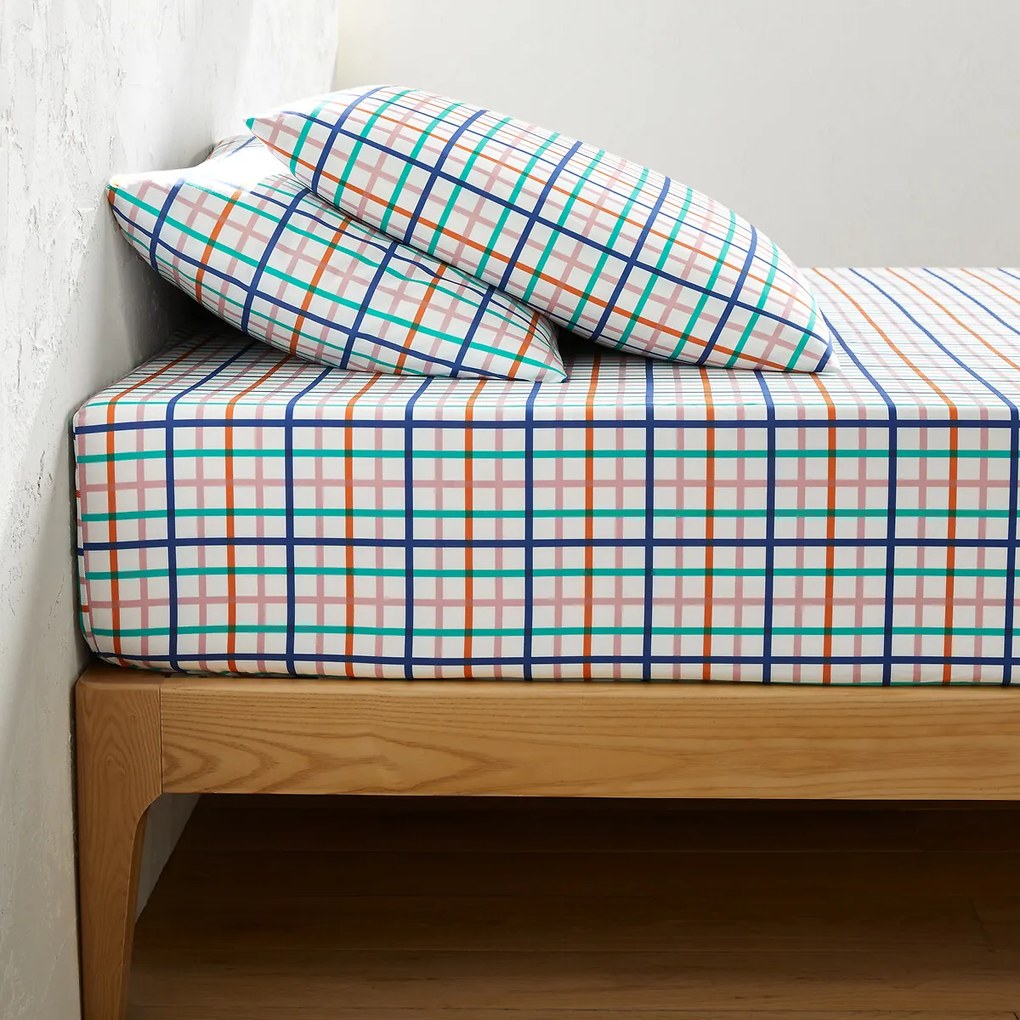 Hoeslaken katoen omslag 30 cm, TABAKA CARREAUX