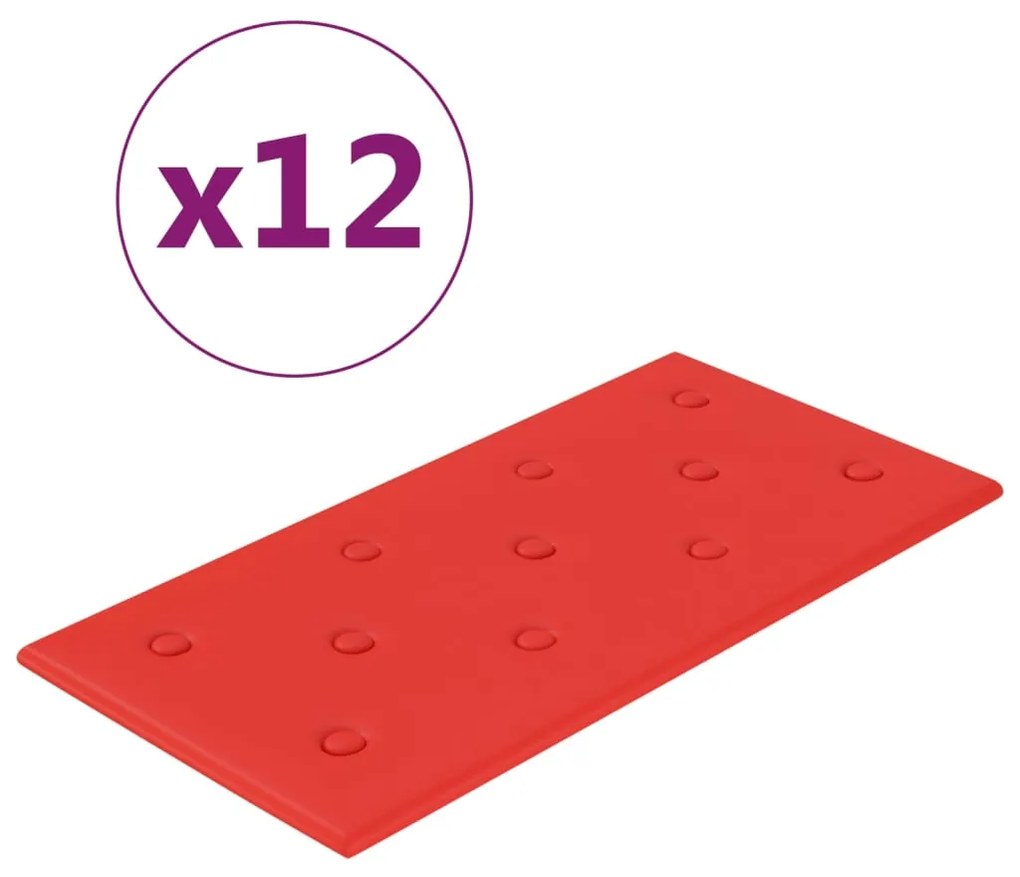 vidaXL Wandpanelen 12 st 2,16 m² 60x30 cm kunstleer rood