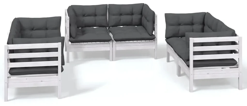 vidaXL 6-delige Loungeset met kussens massief grenenhout