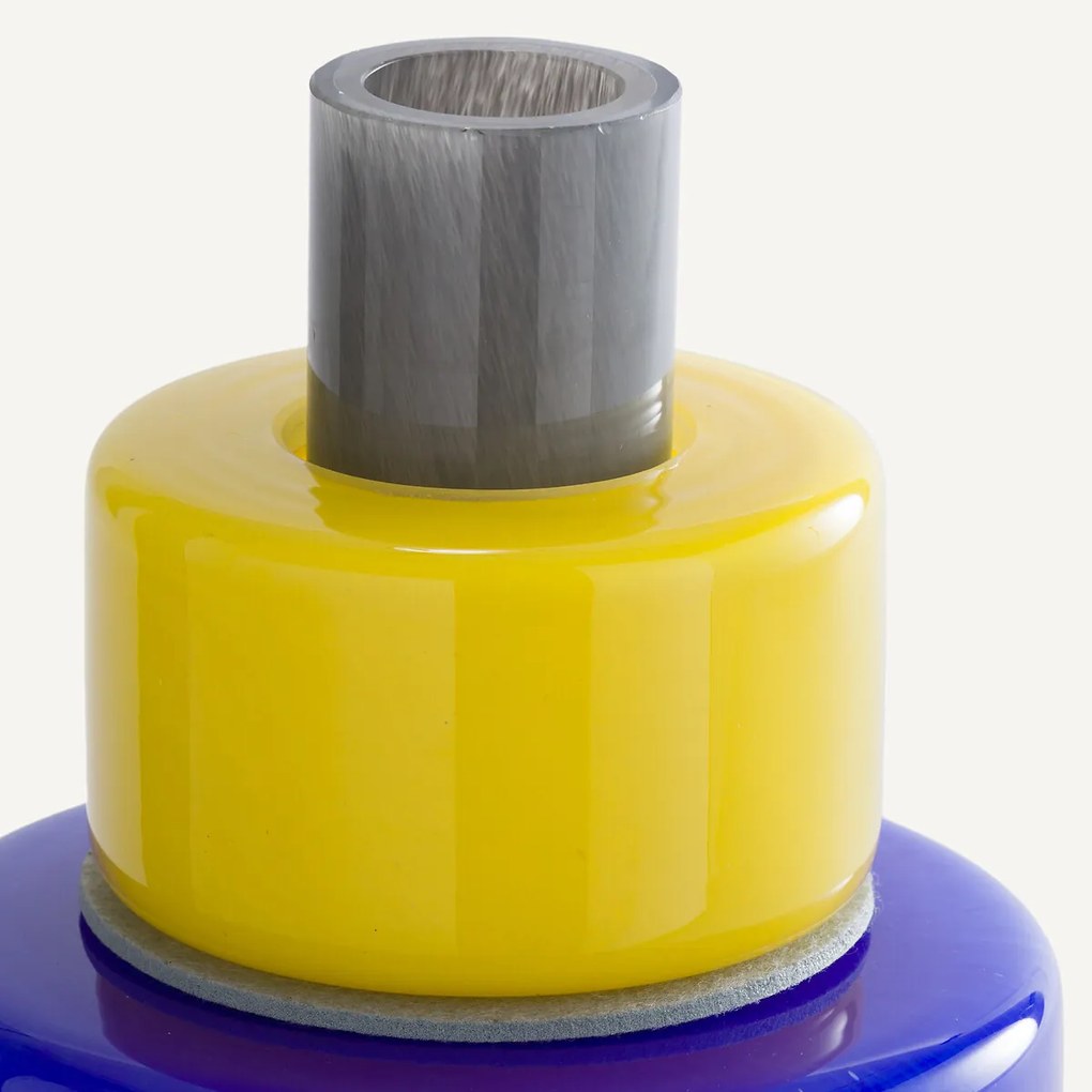 Vaas met 3 ringen van geblazen glas, H25 cm, Maveo