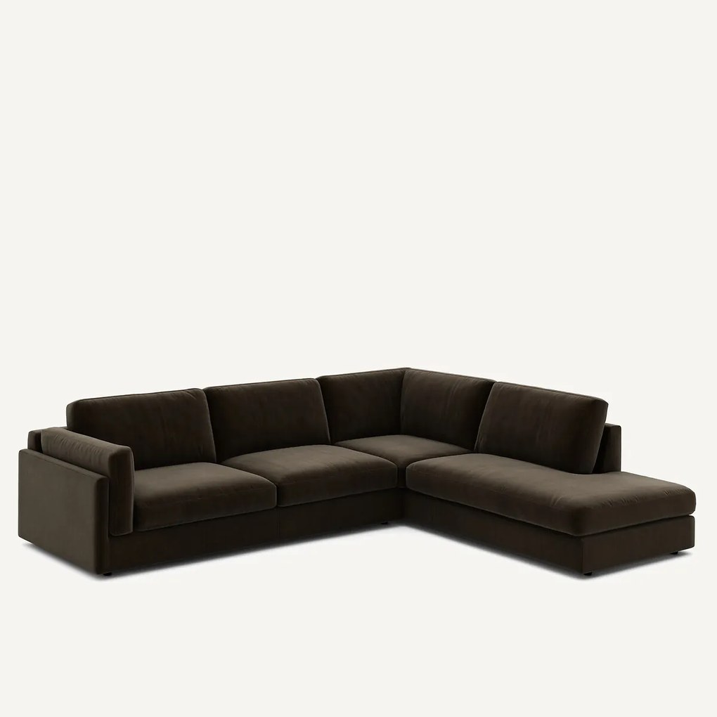 Hoekslaapbank met longchair van badstof, César