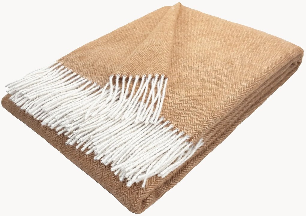 Wollen plaid Tyrol met zigzagpatroon en franjes