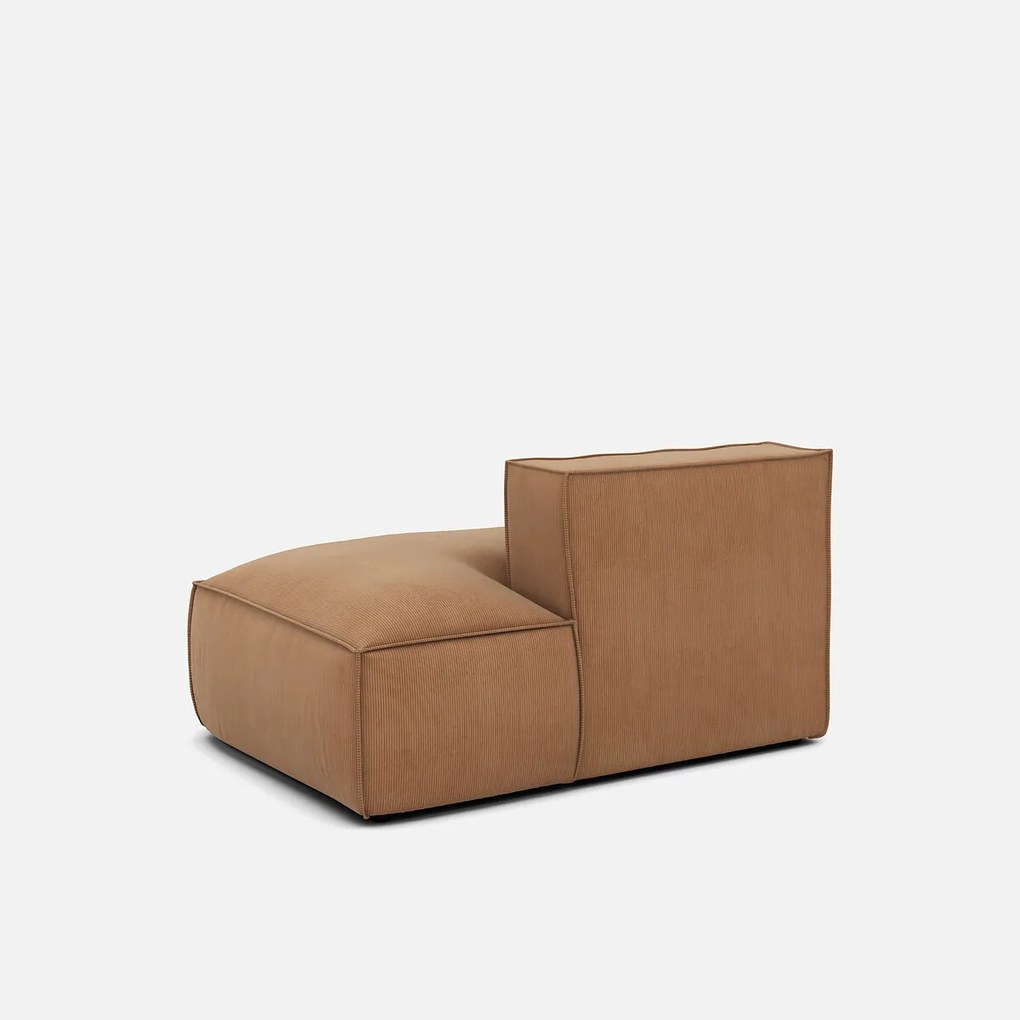 Loungebank element rechts voor modulaire bank, in ribfluweel, SEVEN