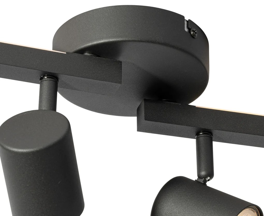 Plafondspot zwart GU10 50mm 4-lichts incl. backlight en 3-way switch - Back Up