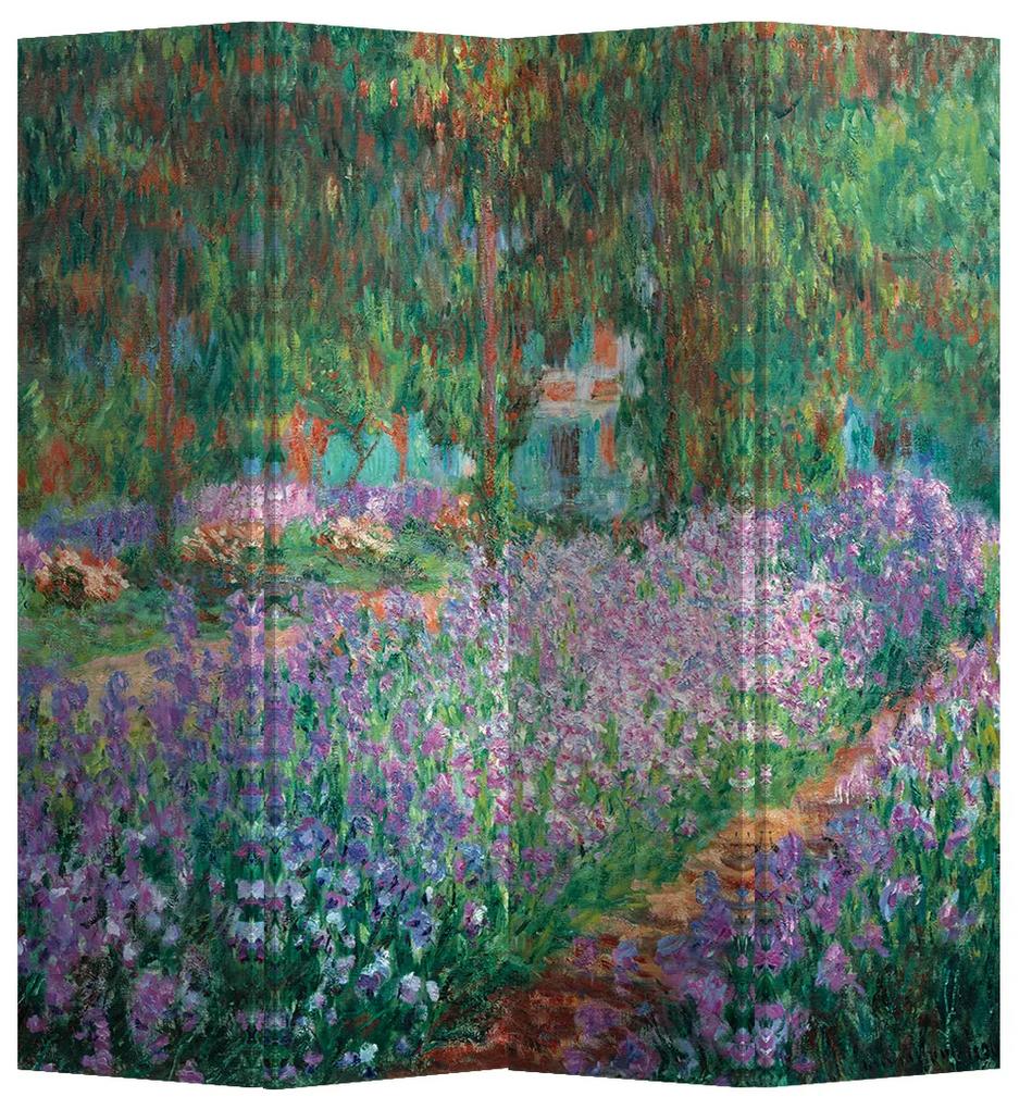 Fine Asianliving Kamerscherm Scheidingswand B160xH180cm 4 Panelen The Artist's Garden at Giverny Claude Monet