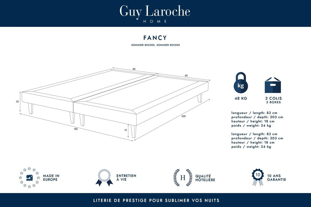 Guy Laroche Home | Boxspring Fancy 160 x 200 cm x dikte 30 cm roze bed frames -frame: massief beuken- en bed & bad bedden & matrassen