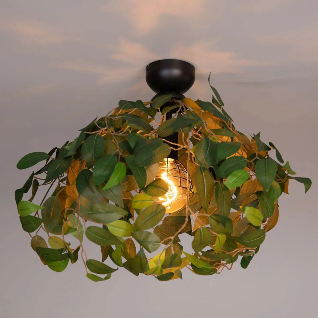 Bohemian plafondlamp groen - Leavy E27 bol / globe / rond Binnenverlichting Lamp