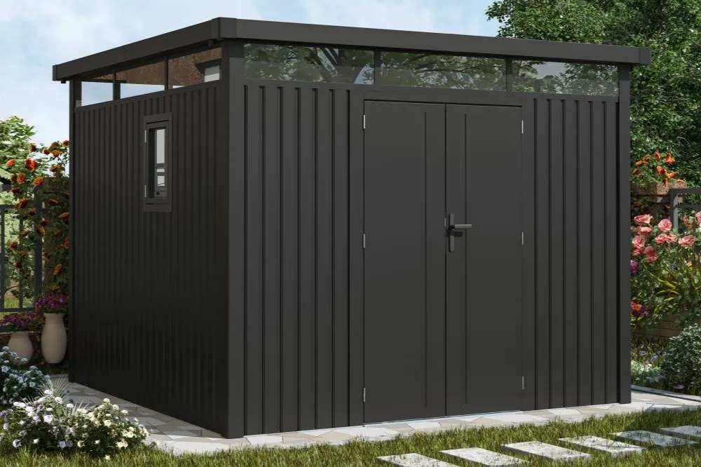 Metalen tuinhuisje Falun 2,9 x 2,9 m CoverTech antraciet