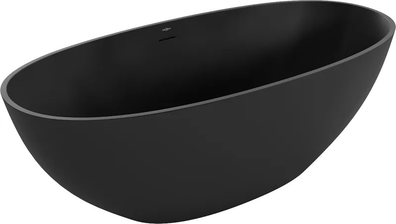 Mexen Bari vrijstaande badkuip van conglomeraten 165 x 75 cm, zwart mat - 57221657570