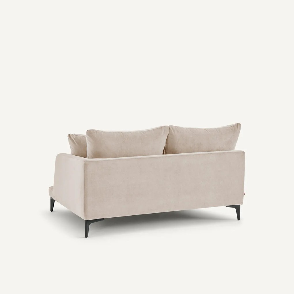 Halve bank in stone-kleurig fluweel, 2-zit, MODERNISTE