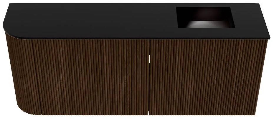 Mondiaz Joya 100cm toiletmeubel ronding links walnut met wastafel faye rechts 1 kraangat urban