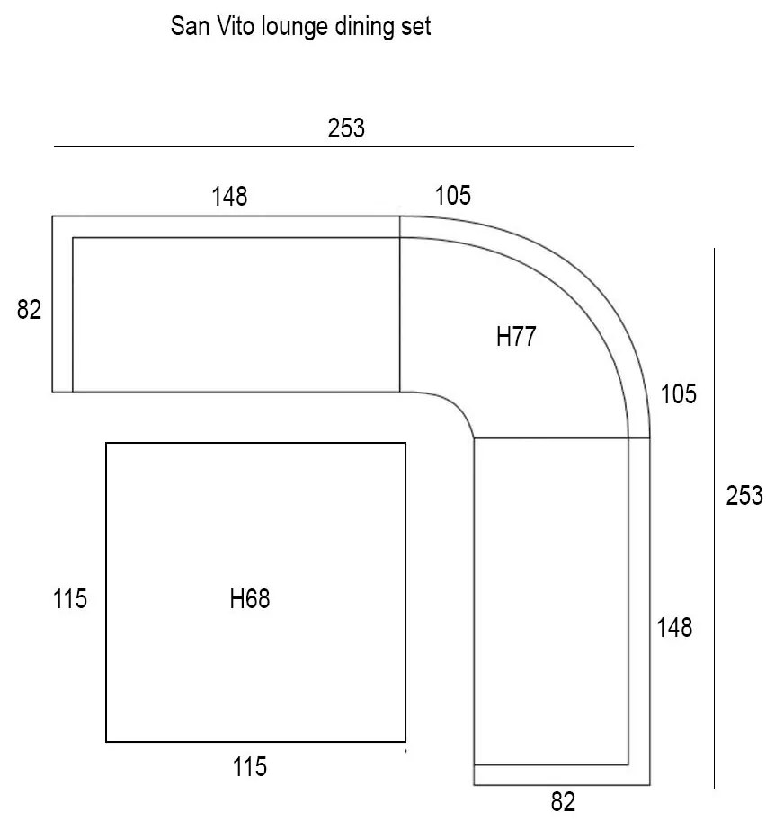 Garden Impressions San Vito lounge dining set 4-delig - donker grijs