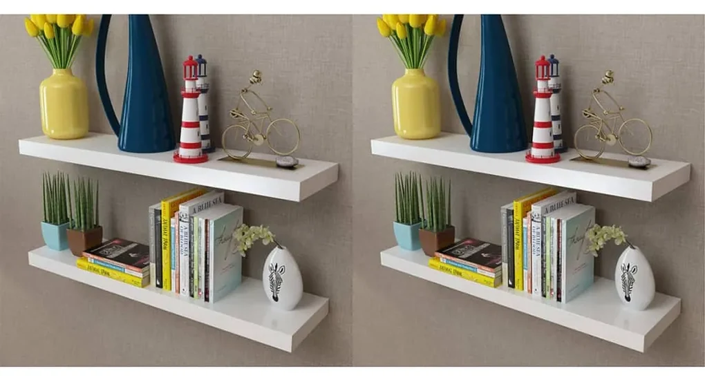 vidaXL Wandplanken 4 st 80 cm wit