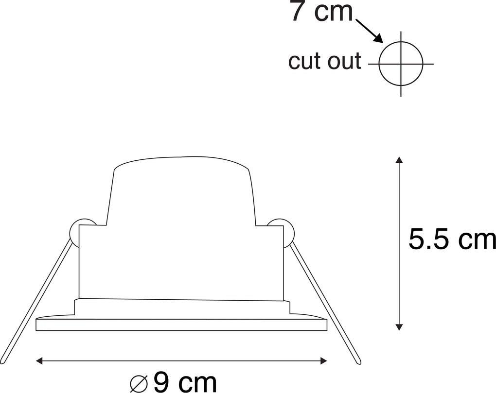 Set van 6 moderne inbouwspots zwart incl. LED 3-staps dimbaar IP65 - Blanca
