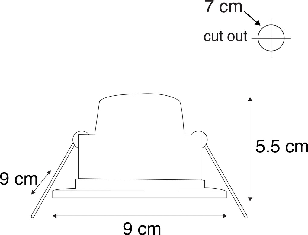 Set van 6 moderne inbouwspots zwart incl. LED 3-staps dimbaar IP65 - Simply