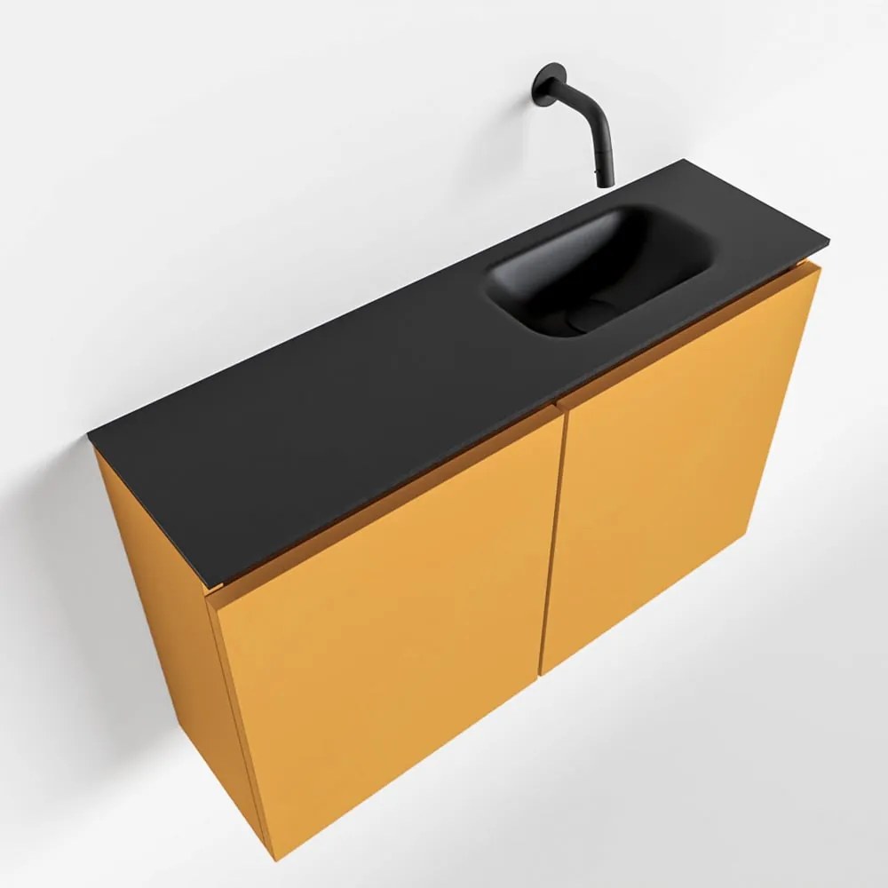 Mondiaz Ture 80cm toiletmeubel ocher met wastafel urban rechts geen kraangat