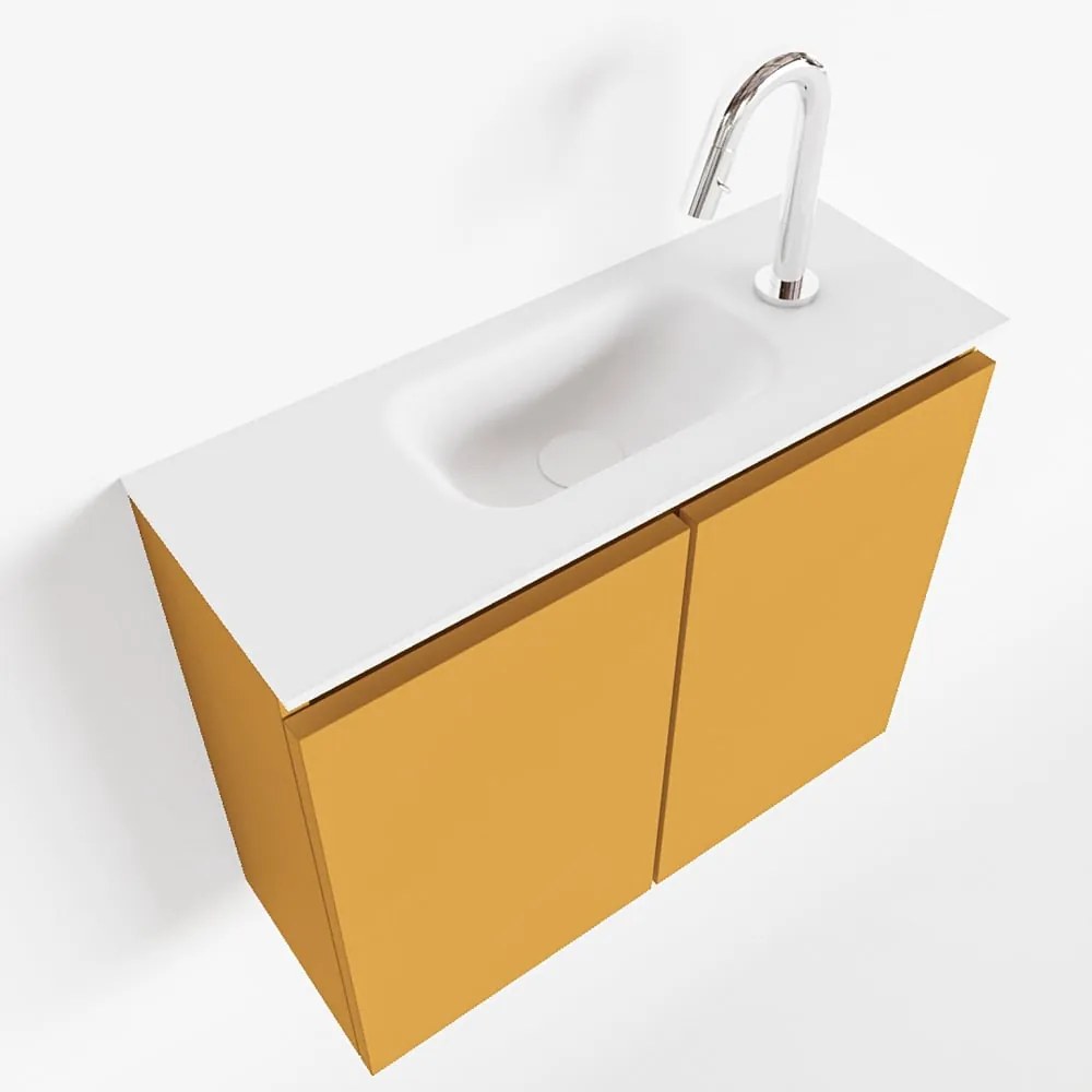 Mondiaz Ture 60cm toiletmeubel ocher met wastafel talc midden 1 kraangat