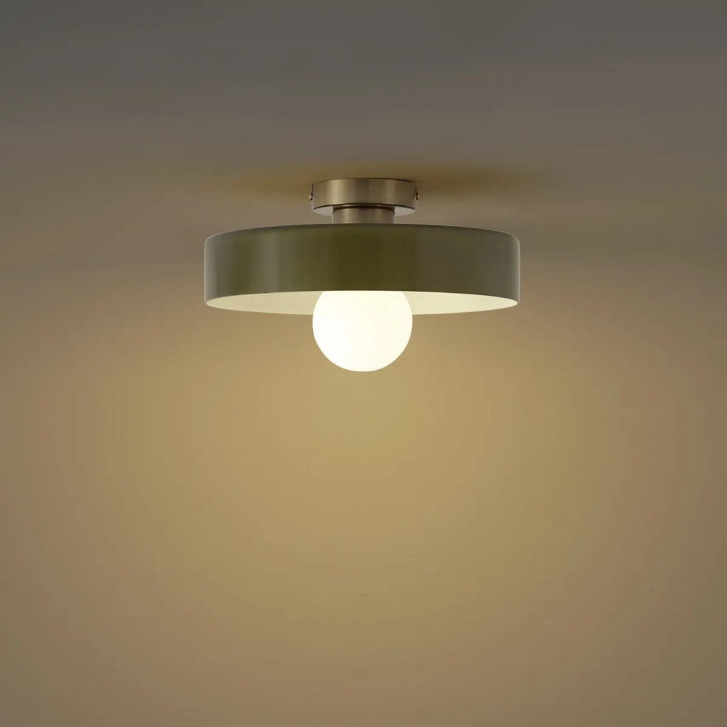 Retro plafondlamp brons met groen glas - Jina