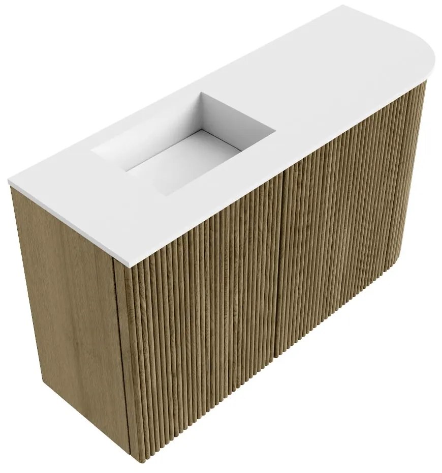 Mondiaz Joya 70cm toiletmeubel ronding rechts dusk met wastafel faye links 1 kraangat talc