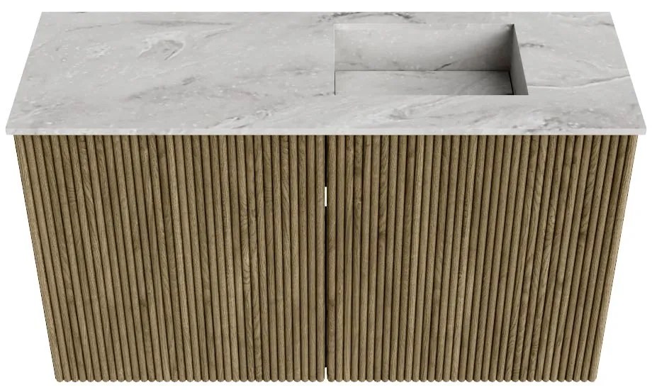 Mondiaz Joya DLux 70cm toiletmeubel dusk met wastafel faye rechts zonder kraangat glace