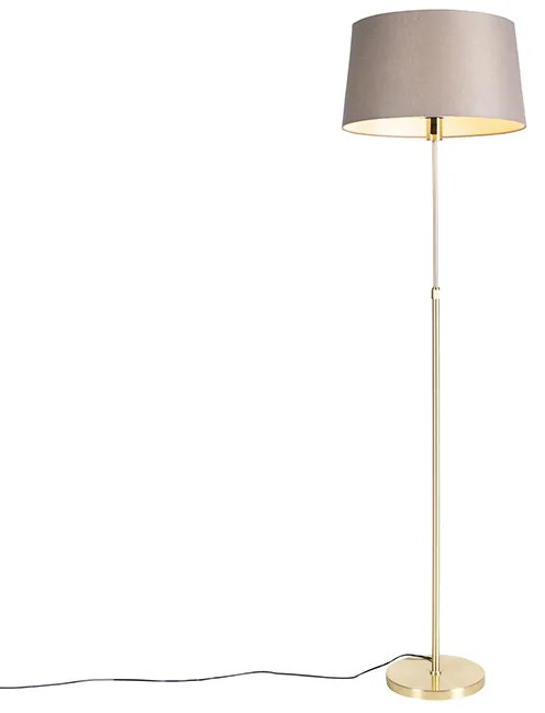 Vloerlamp goud/messing met linnen kap taupe 45 cm - Parte