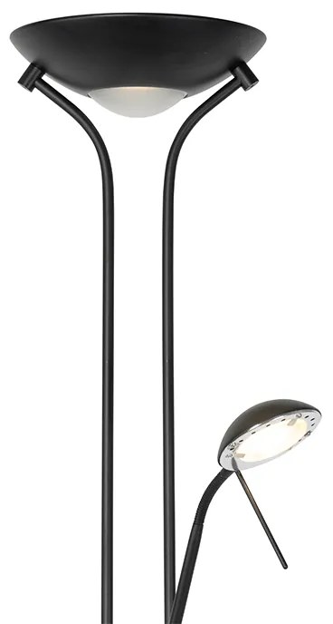 Moderne vloerlamp zwart met leeslamp incl. LED dim to warm - Diva Modern Binnenverlichting Lamp