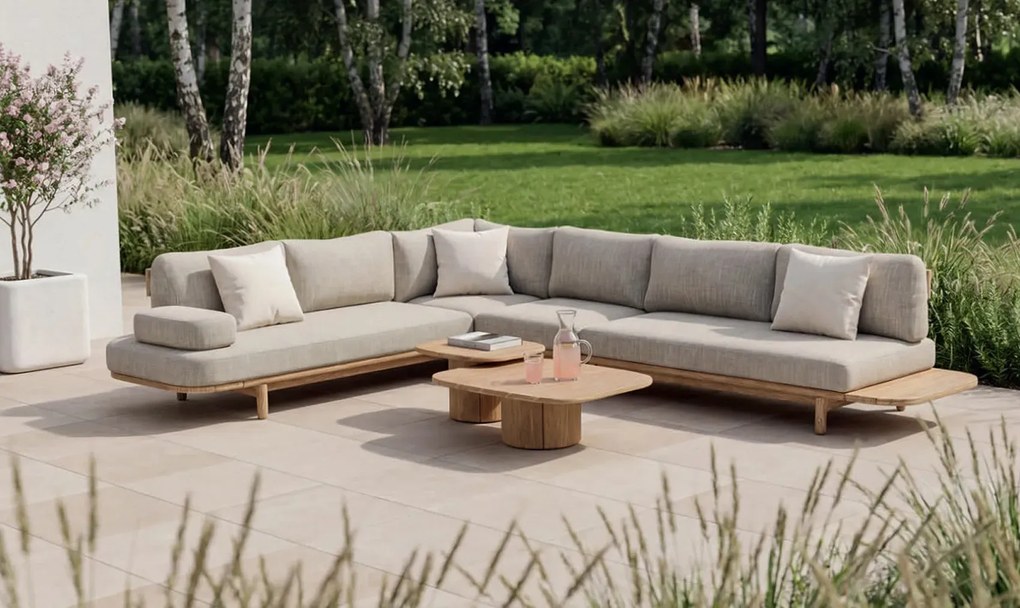 Taste by 4 Seasons Marco lounge hoekbank XL teak LoungebankLoungeset   houtkleur weerbestendig