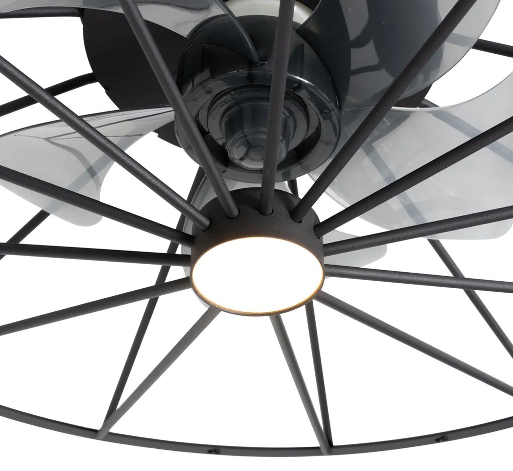 Plafondventilator met lamp zwart 62cm incl. LED dimbaar met afstandsbediening - Yaran Design rond Binnenverlichting Lamp