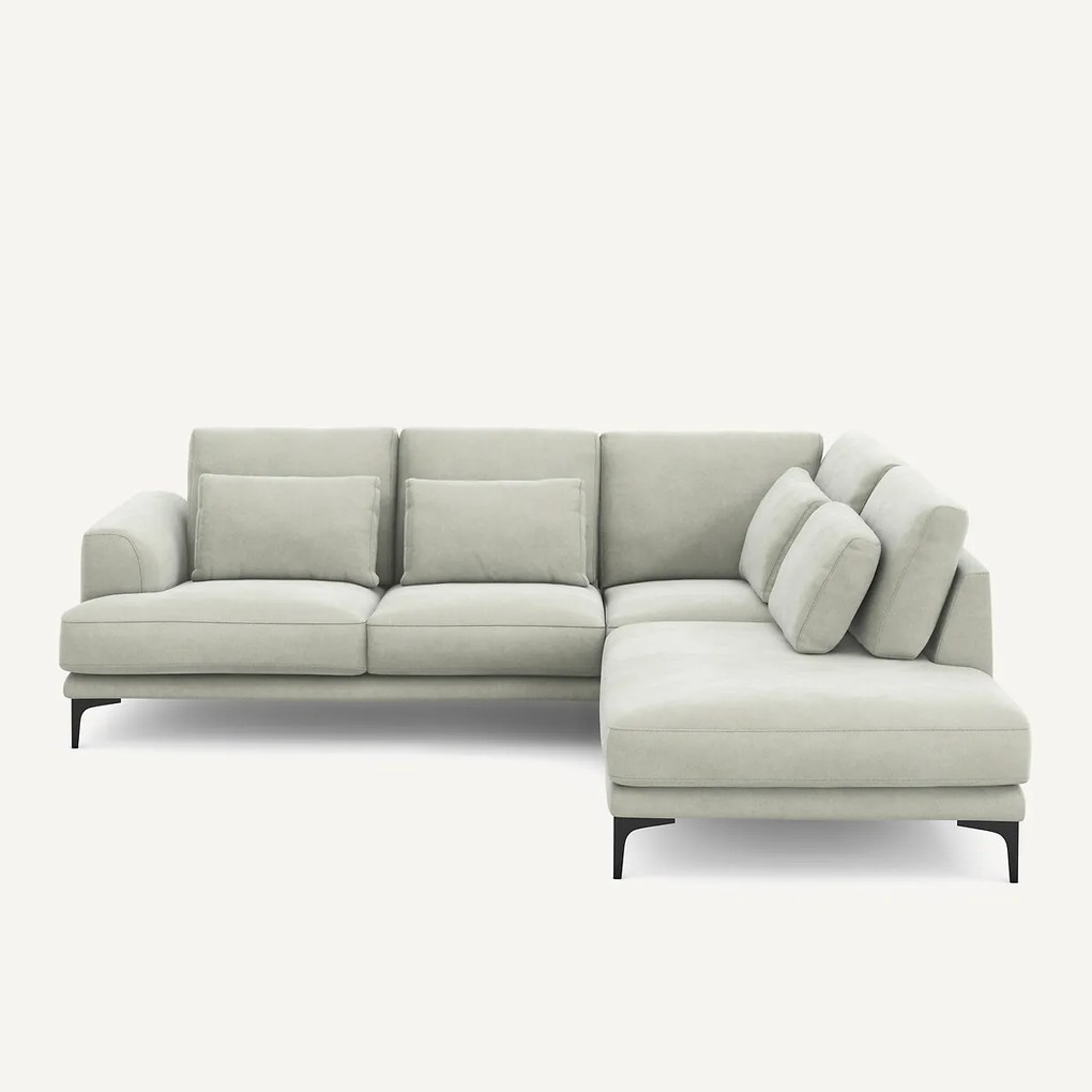 Linkse hoekbank met leuning in stonewashed fluweel Marsile